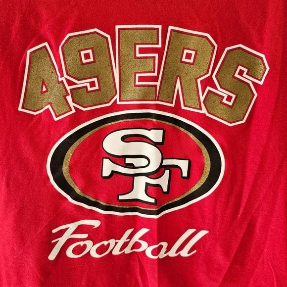 Majestic San Francisco 49ers V-Neck T-Shirt | EUC | Small | Red White Gold Black - Picture 4 of 7